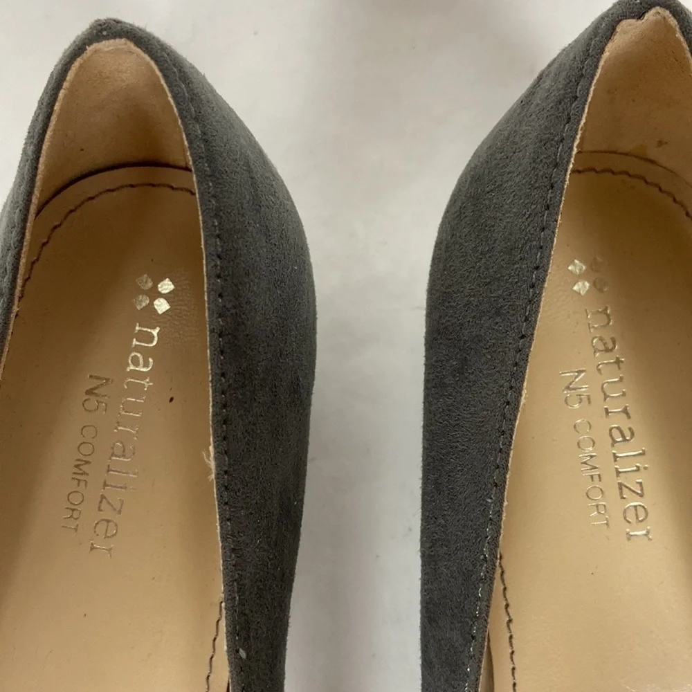 Naturalizer Hamley Gray Microsuede Lizard Print Closed Toe Loafer Flats